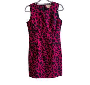Michael Kors Pink Leopard Print Sleeveless Sheath Dress Women’s Size 4 Office